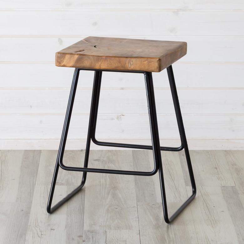 スツール 椅子 木製 無垢材 天然木 おしゃれ イス カウンターチェア アンティーク 北欧 西海岸 男前 ブラウン 茶色 set-91026 | ELEMENTS（インテリア） | 09