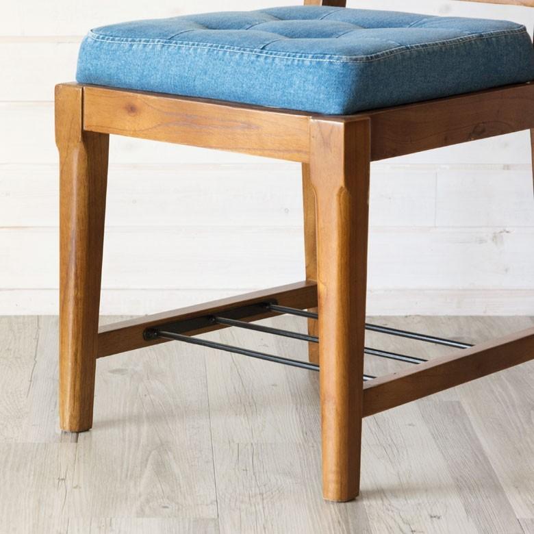 椅子 ダイニングチェア 天然木製 デニム生地 2脚セット 座面高46cm おしゃれ カフェチェアー 背もたれ付き 足荷物置き 食卓いす イス set-91196 | ELEMENTS（インテリア） | 09