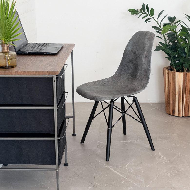 チェア イス 2脚セット イームズ風 プラスチック 木 W 46 × D 55 椅子 いす モルタル調 シェルチェア風 デザインプリント 天然木 ABS樹脂 木脚 set-91502 | ELEMENTS（インテリア） | 01