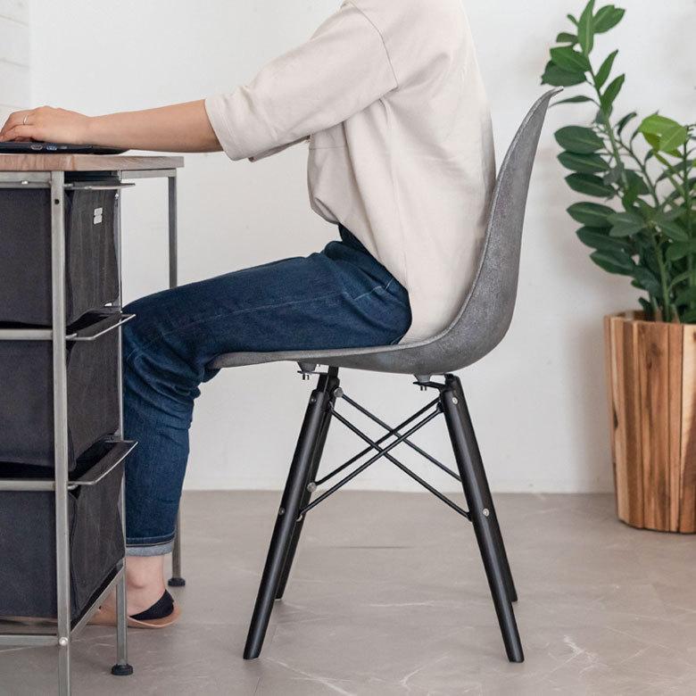 チェア イス 2脚セット イームズ風 プラスチック 木 W 46 × D 55 椅子 いす モルタル調 シェルチェア風 デザインプリント 天然木 ABS樹脂 木脚 set-91502 | ELEMENTS（インテリア） | 02