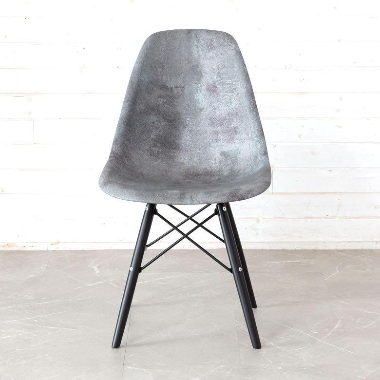 チェア イス 2脚セット イームズ風 プラスチック 木 W 46 × D 55 椅子 いす モルタル調 シェルチェア風 デザインプリント 天然木 ABS樹脂 木脚 set-91502 | ELEMENTS（インテリア） | 03