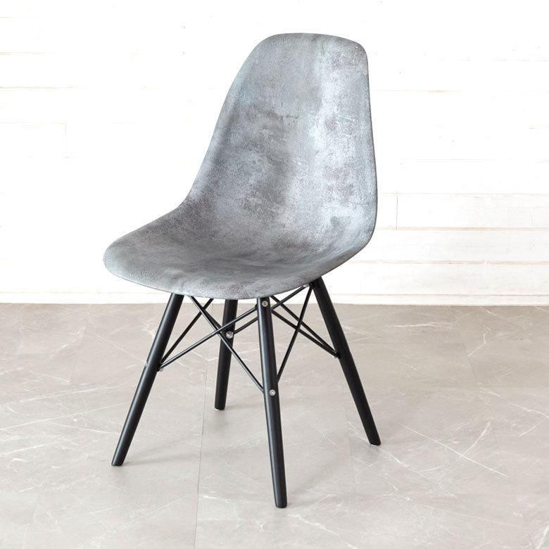 チェア イス 2脚セット イームズ風 プラスチック 木 W 46 × D 55 椅子 いす モルタル調 シェルチェア風 デザインプリント 天然木 ABS樹脂 木脚 set-91502 | ELEMENTS（インテリア） | 04