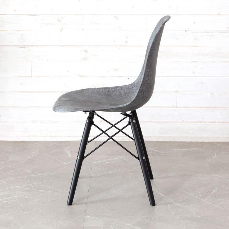 チェア イス 2脚セット イームズ風 プラスチック 木 W 46 × D 55 椅子 いす モルタル調 シェルチェア風 デザインプリント 天然木 ABS樹脂 木脚 set-91502 | ELEMENTS（インテリア） | 05