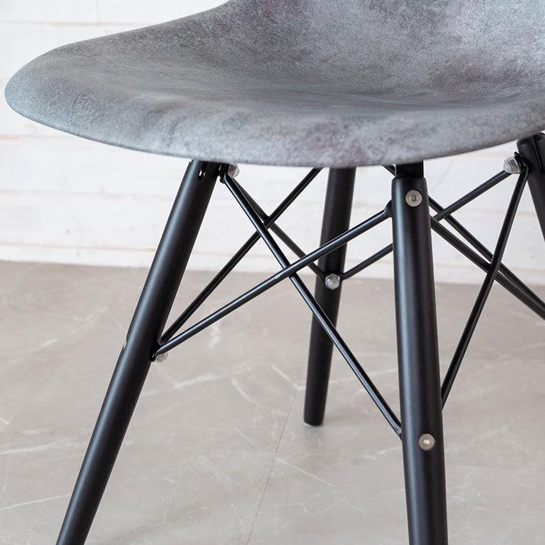 チェア イス 2脚セット イームズ風 プラスチック 木 W 46 × D 55 椅子 いす モルタル調 シェルチェア風 デザインプリント 天然木 ABS樹脂 木脚 set-91502 | ELEMENTS（インテリア） | 09