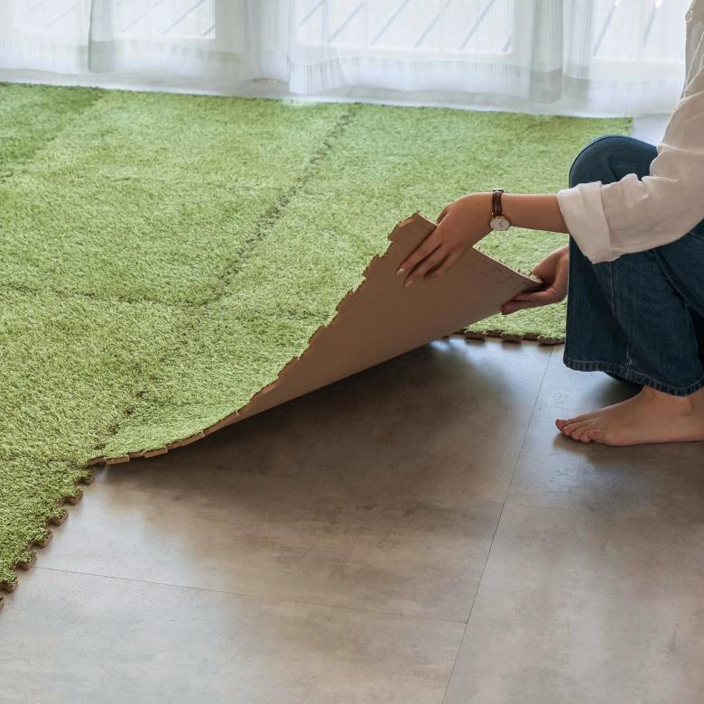 ジョイント マット 芝生 風 人工芝 EVA グリーン 18枚 大判 フロア ホット カーペット 対応 おしゃれ ナチュラル 防音 衝撃吸収 インテリア 北欧 set-99098 | ELEMENTS（インテリア） | 03