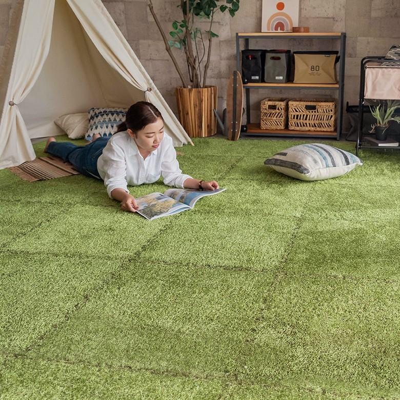 ジョイント マット 芝生 風 人工芝 EVA グリーン 18枚 大判 フロア ホット カーペット 対応 おしゃれ ナチュラル 防音 衝撃吸収 インテリア 北欧 set-99098 | ELEMENTS（インテリア） | 09