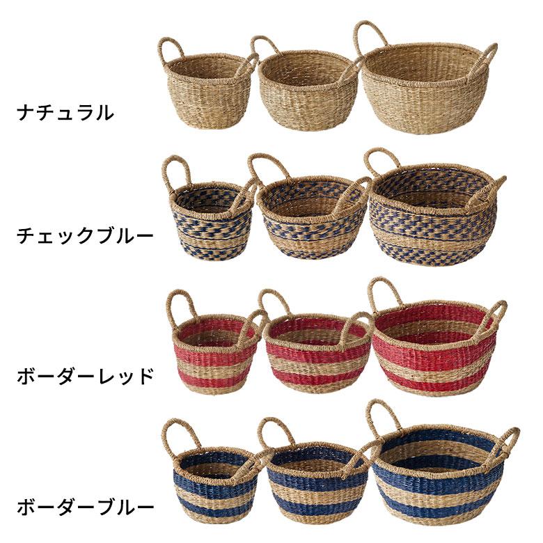 かご バスケット 持ち手 付き シーグラス S M L 3個セット ナチュラル 収納 荷物 入れ 衣類 おもちゃ 丸型 おしゃれ 北欧 西海岸 雑貨 set-vn5 | ELEMENTS（インテリア） | 13