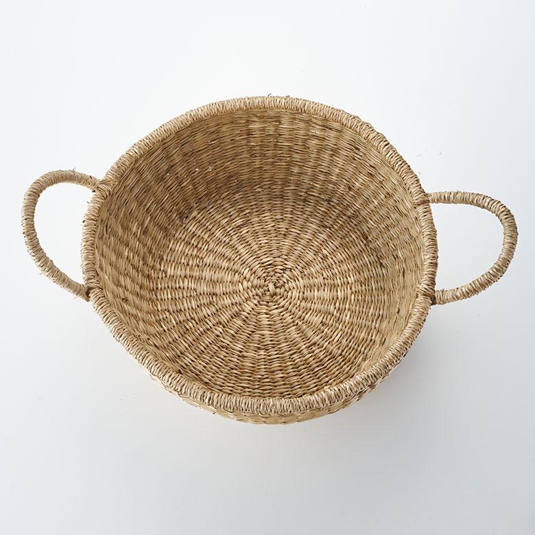 天然素材の中型バスケット 持ち手付き ちどり産業 収納バスケット 天然素材 レース Mサイズ 3個セット