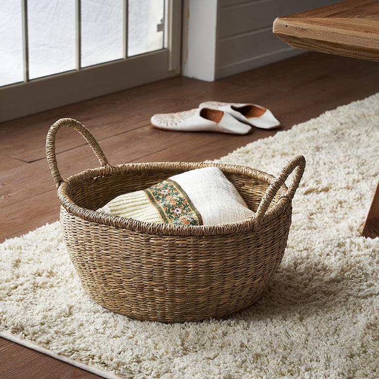 ELEMENTS（インテリア） かご バスケット 持ち手 付き