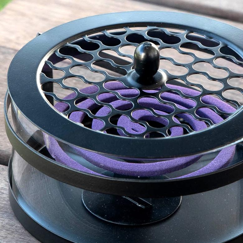 蚊取り線香 蚊遣り 入れ 5個セット ホルダー 立て おしゃれ ガラス スチール製 黒 ロータス柄 蓮 ひょうたん柄 本体と専用フタの5個セット 虫よけ対策 set5-6191 | ブランド登録なし | 04