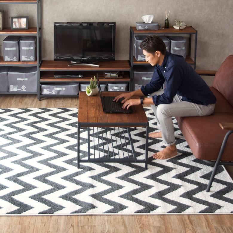 ラグマット シェブロン柄 キッチンマット おしゃれ 玄関マット 約200cmx250cm カーペット ラグカーペット 長方形 ラグ 絨毯 ブラック ベージュ sf-eg830 | ブランド登録なし | 03