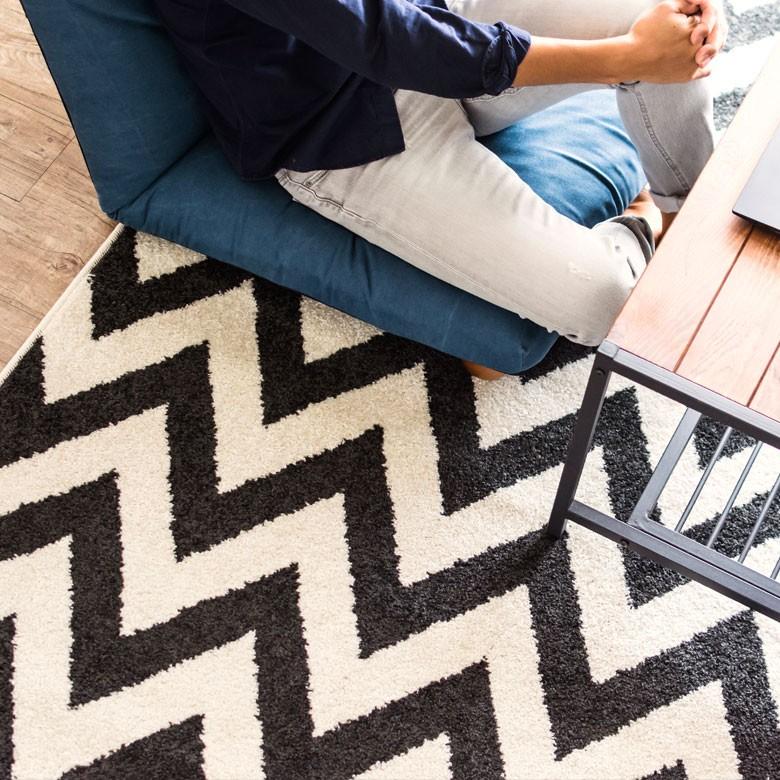 ラグマット シェブロン柄 キッチンマット おしゃれ 玄関マット 約200cmx250cm カーペット ラグカーペット 長方形 ラグ 絨毯 ブラック ベージュ sf-eg830 | ブランド登録なし | 05