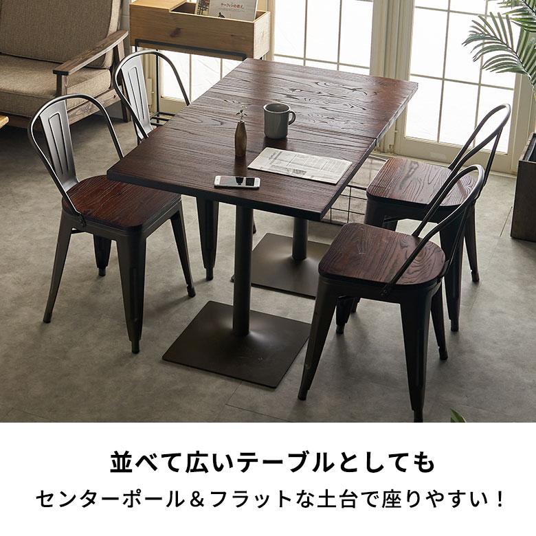 テーブルセット カフェテーブルセット 3点 チェア 2脚 長方形 木製 天然木 アイアン 約 W 60cm D 70cm H 72 cm ブラウン カフェ 店舗  [smith-set-cafe]｜elements｜06