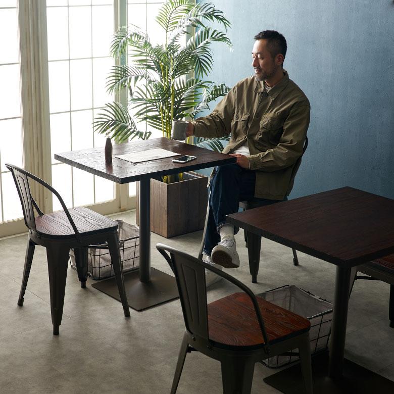 テーブル セット カフェ 3点 チェア 2脚 長方形 60×70 店舗 レストラン 