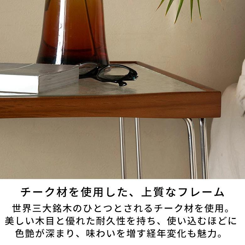 サイドテーブル ローテーブル 天然木 ガラス 幅52cm 高さ40cm おしゃれ 北欧  ミッドセンチュリー センターテーブル テーブル 小さめ 正方形 西海岸 stc-67275　 | ELEMENTS（インテリア） | 03