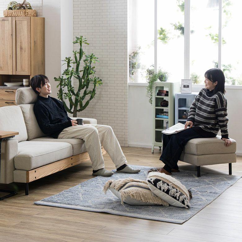 関家具 190cm ソファ 3人掛け ソファー ヘッドレスト 開梱設置付き