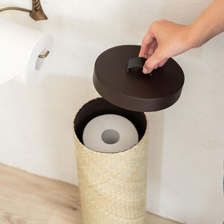 パンダン トイレットペーパー ケース ラウンド型 収納 ボックス ホルダー アジアン モダン バリ t-1170 | ブランド登録なし | 02