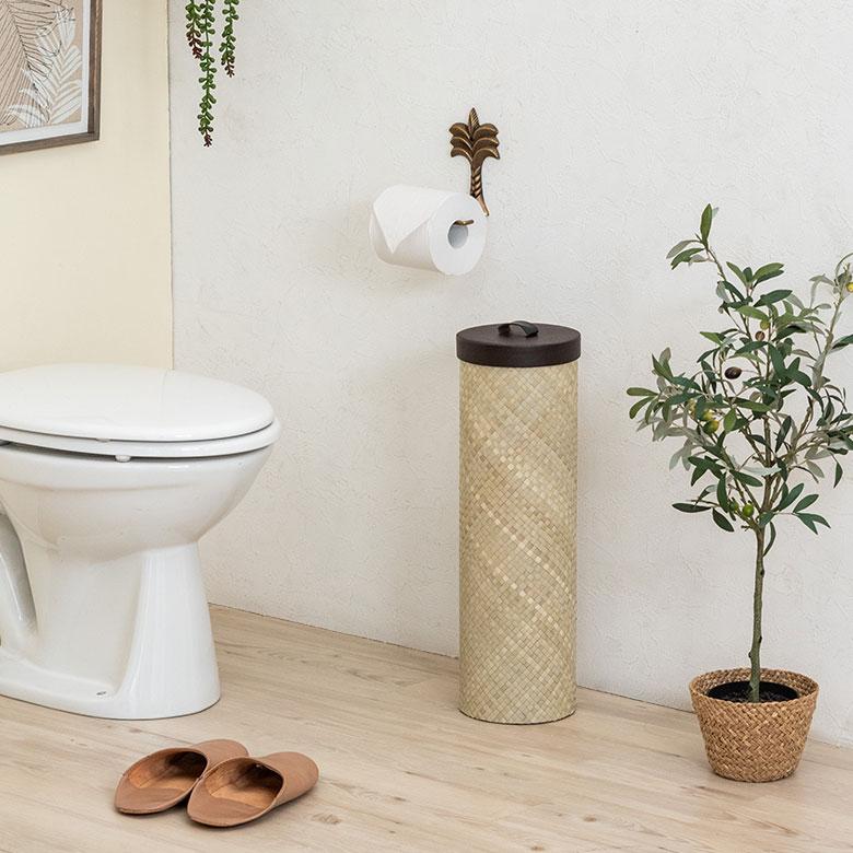パンダン トイレットペーパー ケース ラウンド型 収納 ボックス ホルダー アジアン モダン バリ t-1170 | ブランド登録なし | 03