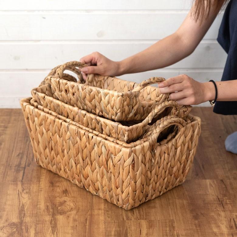 バスケット かごバスケット 収納かご 小物入れ 卓上収納 かご カゴ バスケット収納 持ち手付き 籠 トレー型 浅型 Sサイズ ウォーターヒヤシンス製 va51142 | ELEMENTS（インテリア） | 15