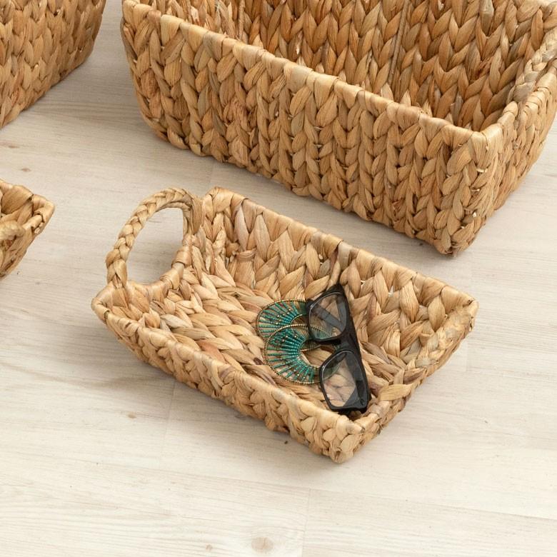 バスケット かごバスケット 収納かご 小物入れ 卓上収納 かご カゴ バスケット収納 持ち手付き 籠 トレー型 浅型 Sサイズ ウォーターヒヤシンス製 va51142 | ELEMENTS（インテリア） | 17