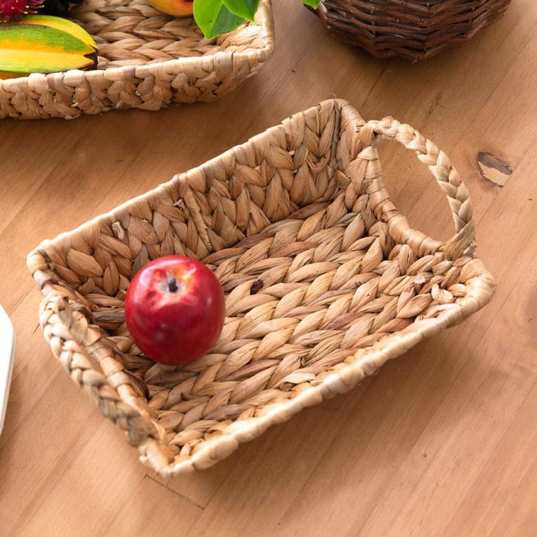 バスケット かごバスケット 収納かご 小物入れ 卓上収納 かご カゴ バスケット収納 持ち手付き 籠 トレー型 浅型 Sサイズ ウォーターヒヤシンス製 va51142 | ELEMENTS（インテリア） | 04