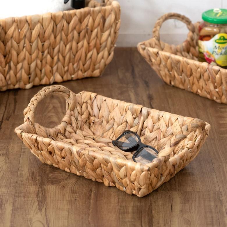 バスケット かごバスケット 収納かご 小物入れ 卓上収納 かご カゴ バスケット収納 持ち手付き 籠 トレー型 浅型 Sサイズ ウォーターヒヤシンス製 va51142 | ELEMENTS（インテリア） | 06