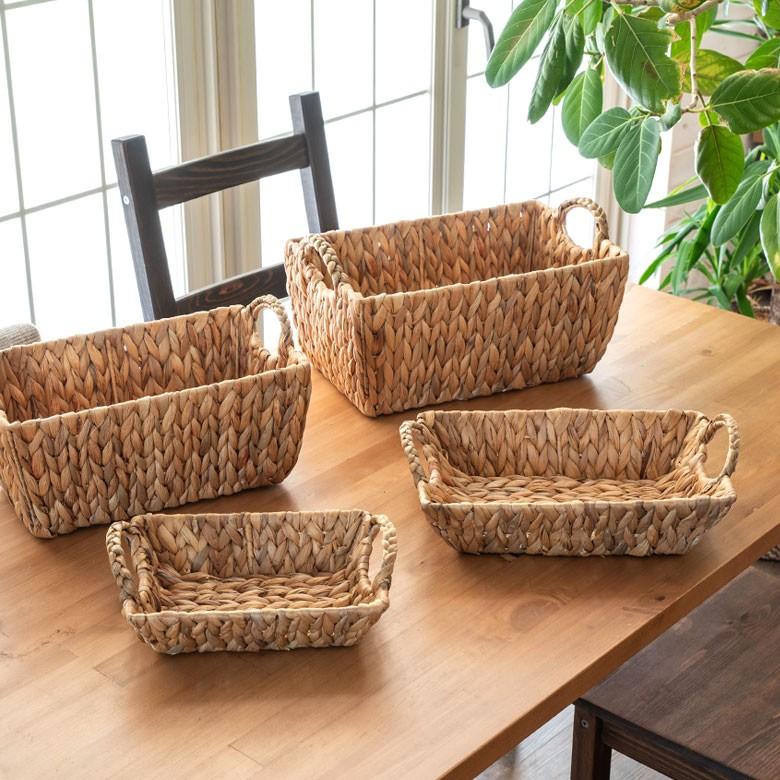トレイ バスケット かごバスケット 収納かご 卓上収納 持ち手付き かご 籠 カゴ バスケット収納 トレー型 浅型 Lサイズ ウォーターヒヤシンス製 va51143 | ELEMENTS（インテリア） | 14