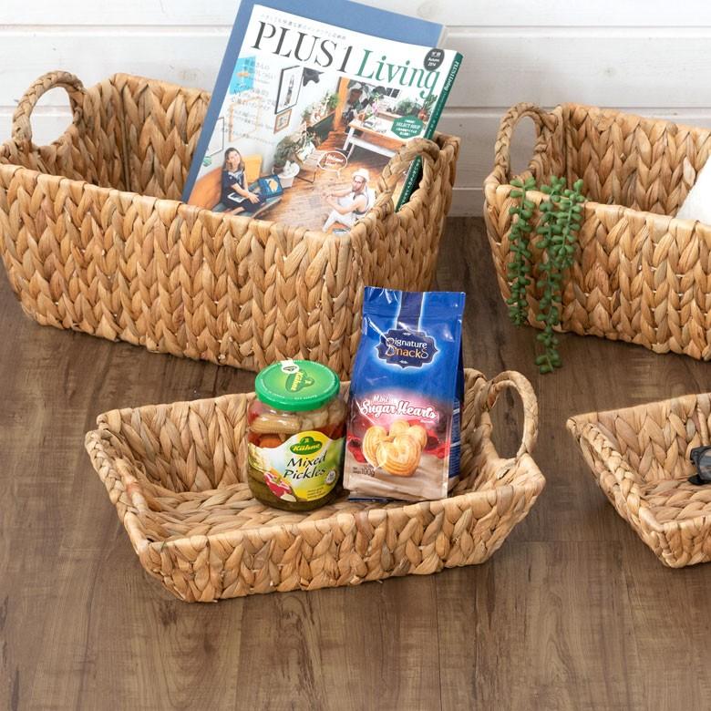 トレイ バスケット かごバスケット 収納かご 卓上収納 持ち手付き かご 籠 カゴ バスケット収納 トレー型 浅型 Lサイズ ウォーターヒヤシンス製 va51143 | ELEMENTS（インテリア） | 17