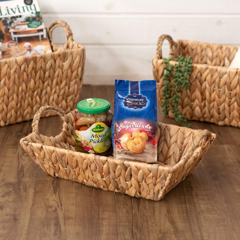 トレイ バスケット かごバスケット 収納かご 卓上収納 持ち手付き かご 籠 カゴ バスケット収納 トレー型 浅型 Lサイズ ウォーターヒヤシンス製 va51143 | ELEMENTS（インテリア） | 05