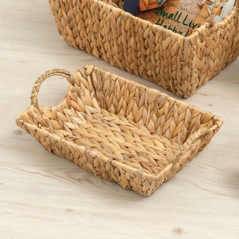 トレイ バスケット かごバスケット 収納かご 卓上収納 持ち手付き かご 籠 カゴ バスケット収納 トレー型 浅型 Lサイズ ウォーターヒヤシンス製 va51143 | ELEMENTS（インテリア） | 06