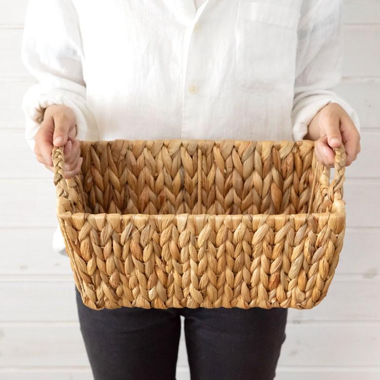 かごバスケット バスケット 収納かご 収納 持ち手付き かご 籠 カゴ バスケット収納 スクエア型 深型 Sサイズ ウォーターヒヤシンス製 va51144 | ELEMENTS（インテリア） | 01