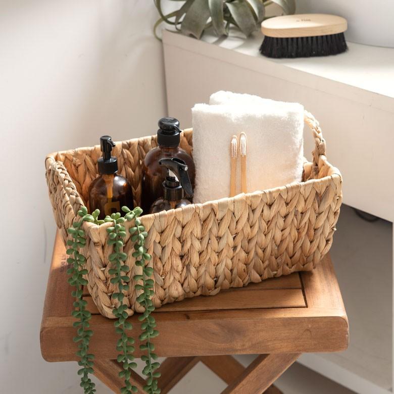 かごバスケット バスケット 収納かご 収納 持ち手付き かご 籠 カゴ バスケット収納 スクエア型 深型 Sサイズ ウォーターヒヤシンス製 va51144 | ELEMENTS（インテリア） | 03