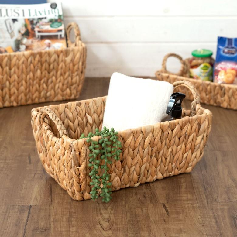 かごバスケット バスケット 収納かご 収納 持ち手付き かご 籠 カゴ バスケット収納 スクエア型 深型 Sサイズ ウォーターヒヤシンス製 va51144 | ELEMENTS（インテリア） | 07