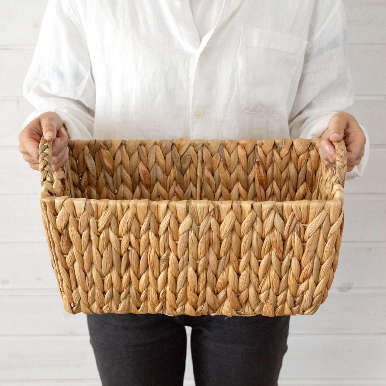 かごバスケット バスケット 収納かご 収納 持ち手付き かご 籠 カゴ バスケット収納 スクエア型 深型 Lサイズ ウォーターヒヤシンス製 va51145 | ELEMENTS（インテリア） | 01