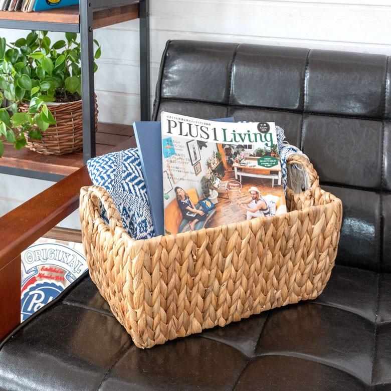 かごバスケット バスケット 収納かご 収納 持ち手付き かご 籠 カゴ バスケット収納 スクエア型 深型 Lサイズ ウォーターヒヤシンス製 va51145 | ELEMENTS（インテリア） | 12