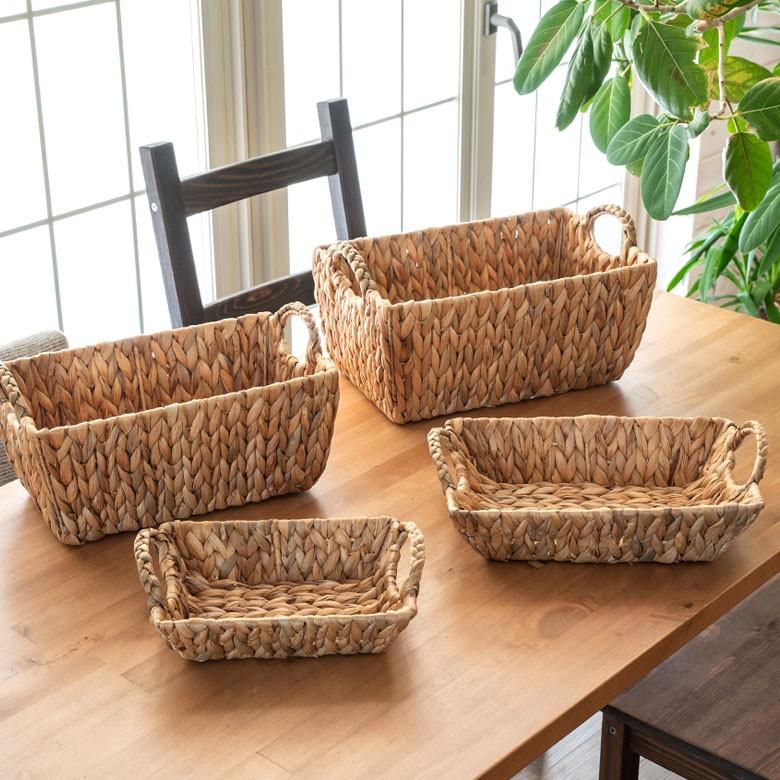 かごバスケット バスケット 収納かご 収納 持ち手付き かご 籠 カゴ バスケット収納 スクエア型 深型 Lサイズ ウォーターヒヤシンス製 va51145 | ELEMENTS（インテリア） | 14