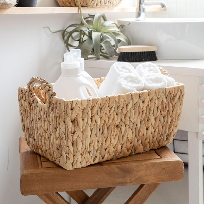 かごバスケット バスケット 収納かご 収納 持ち手付き かご 籠 カゴ バスケット収納 スクエア型 深型 Lサイズ ウォーターヒヤシンス製 va51145 | ELEMENTS（インテリア） | 17