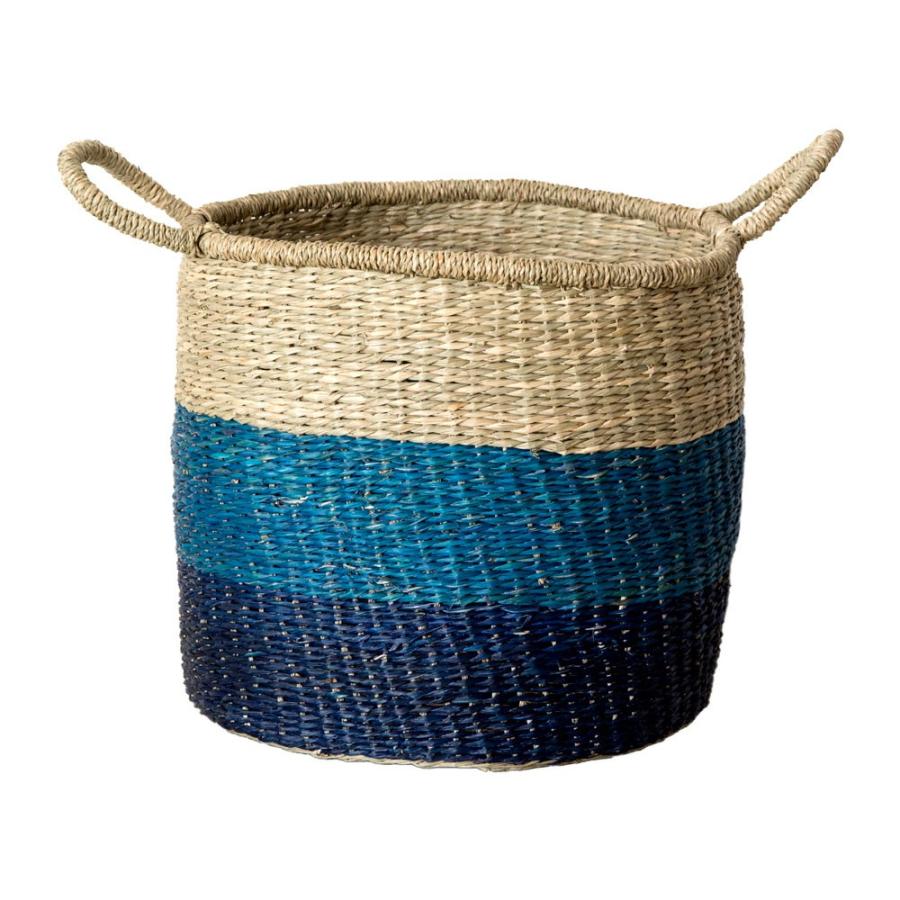 バスケット かご 収納 ハンドル付き シーグラス製 天然水草 ブルー 青 収納 Lサイズ 西海岸 ピクニック マリン ビーチ 取っ手 アジア工房 vk51203 | ELEMENTS（インテリア） | 13