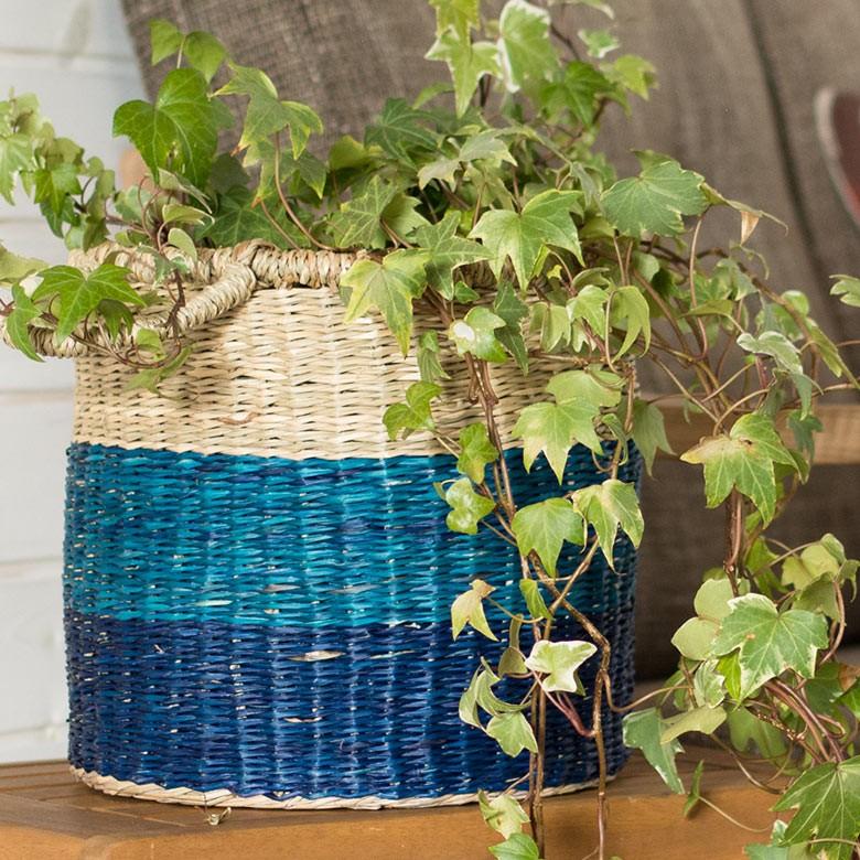 バスケット かご 収納 ハンドル付き シーグラス製 Sサイズ ブルー ナチュラル アジア工房 vk51205 | ELEMENTS（インテリア） | 10