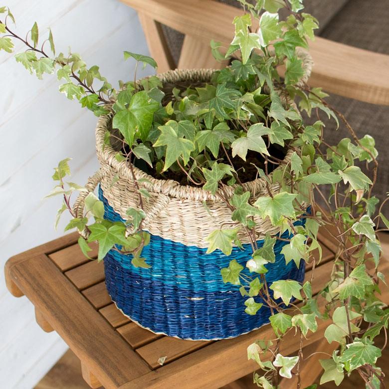バスケット かご 収納 ハンドル付き シーグラス製 Sサイズ ブルー ナチュラル アジア工房 vk51205 | ELEMENTS（インテリア） | 03