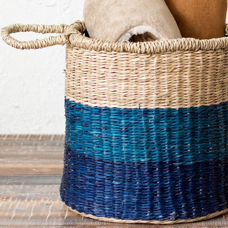 バスケット かご 収納 ハンドル付き シーグラス製 Sサイズ ブルー ナチュラル アジア工房 vk51205 | ELEMENTS（インテリア） | 06