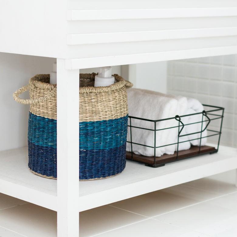 バスケット かご 収納 ハンドル付き シーグラス製 Sサイズ ブルー ナチュラル アジア工房 vk51205 | ELEMENTS（インテリア） | 08