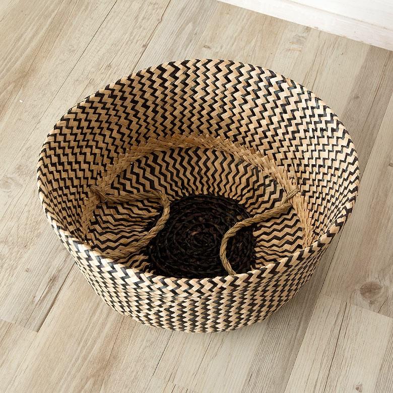 バスケット かご 収納 ハンドル付き ブラック シーグラス製 2way 天然水草 紺 収納 西海岸 ピクニック マリン ビーチ 取っ手 アジア工房 vk51211 | ELEMENTS（インテリア） | 11