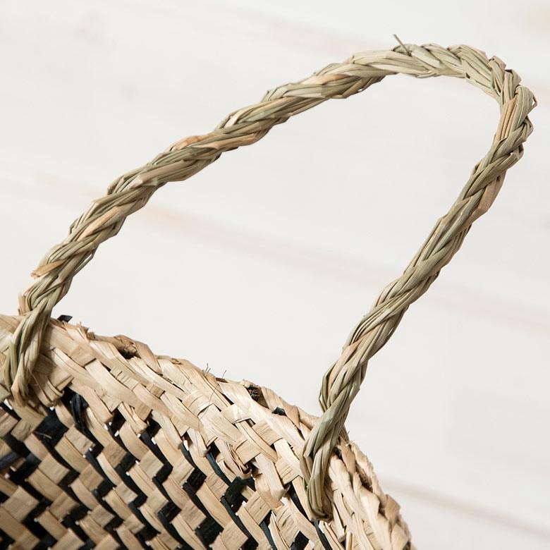 バスケット かご 収納 ハンドル付き ブラック シーグラス製 2way 天然水草 紺 収納 西海岸 ピクニック マリン ビーチ 取っ手 アジア工房 vk51211 | ELEMENTS（インテリア） | 15