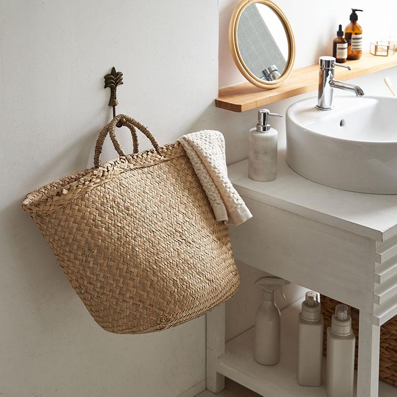 バスケット かご 安い 収納 おしゃれ ハンドル付き かごバスケット 取っ手 収納バスケット カゴ 籠 かごバッグ シーグラス 天然素材 アジア工房 vn50562 | ELEMENTS（インテリア） | 13