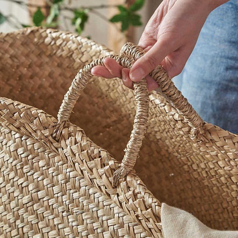 バスケット かご 安い 収納 おしゃれ ハンドル付き かごバスケット 取っ手 収納バスケット カゴ 籠 かごバッグ シーグラス 天然素材 アジア工房 vn50562 | ELEMENTS（インテリア） | 05