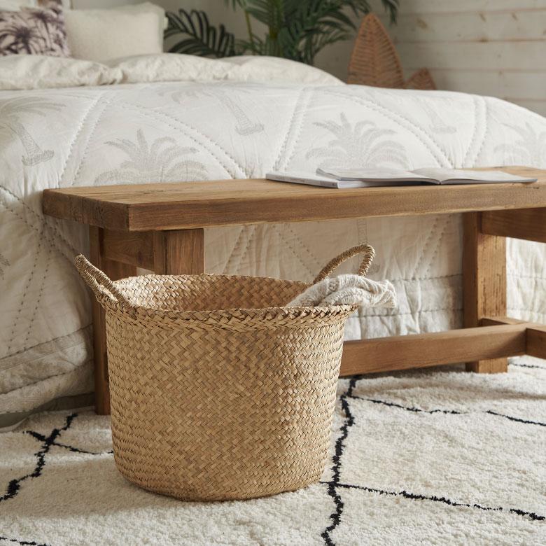 バスケット かご 安い 収納 おしゃれ ハンドル付き かごバスケット 取っ手 収納バスケット カゴ 籠 かごバッグ シーグラス 天然素材 アジア工房 vn50562 | ELEMENTS（インテリア） | 08