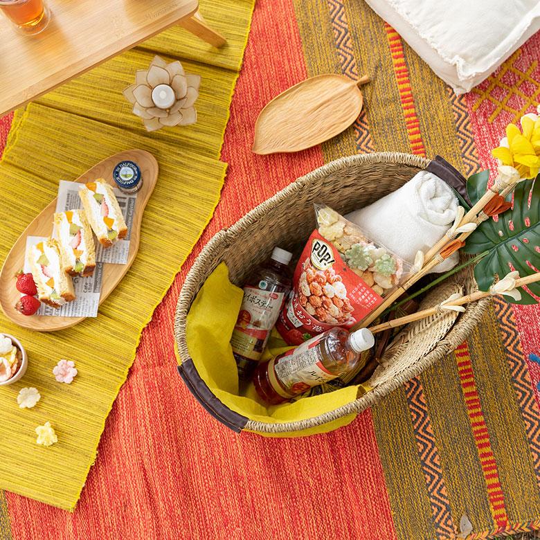 かご バスケット 収納 ハンドル付き おしゃれ 安い 脱衣所 スリッパスタンド 衣類入れ ピクニック レジャー オーバル型 アジア工房 vn50563 | ELEMENTS（インテリア） | 04