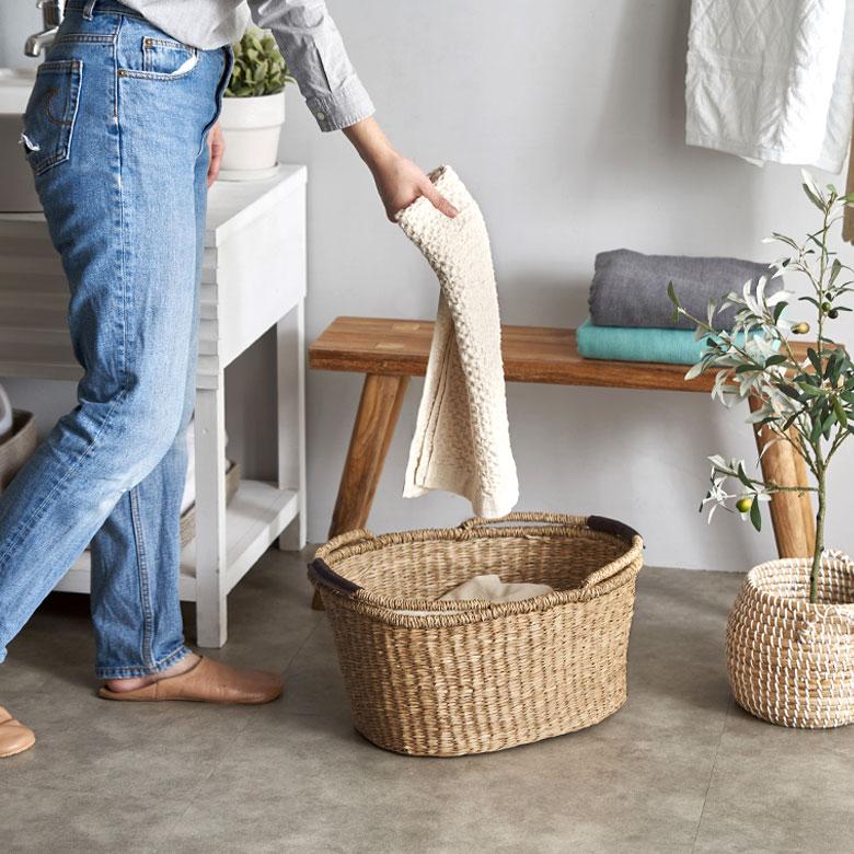 ELEMENTS かご バスケット 収納 ハンドル付き おしゃれ 安い 脱衣所