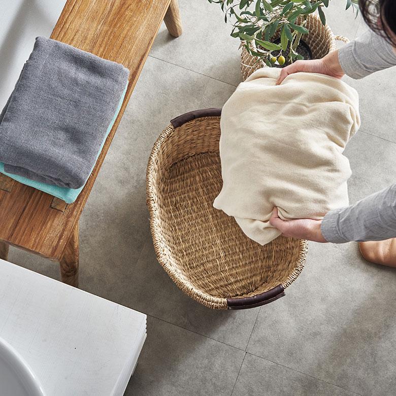 かご バスケット 収納 ハンドル付き おしゃれ 安い 脱衣所 スリッパスタンド 衣類入れ ピクニック レジャー オーバル型 アジア工房 vn50563 | ELEMENTS（インテリア） | 08